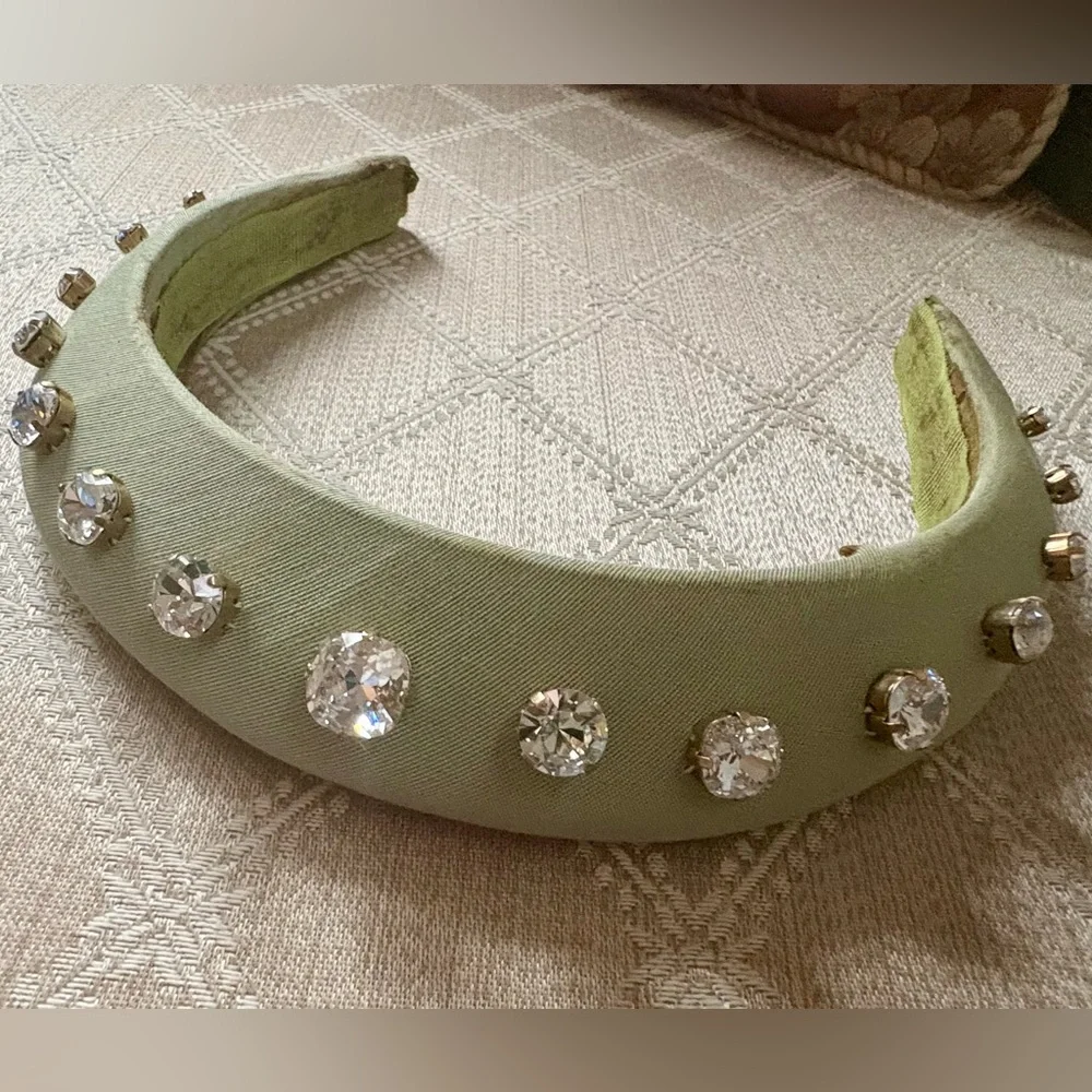 💚 FLAWED - Hill House Green Moire Jeweled Halo Headband 💚 - Picture 7 of 15
